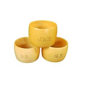 Set of 3 Vintage Bakelite Monogrammed Napkin Rings